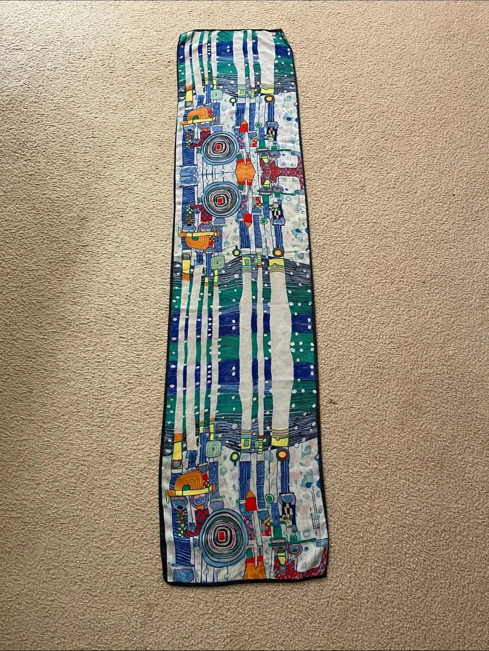 Abstract Blue & Green Vertical Wall Tapestry - Modern Artistic Accent